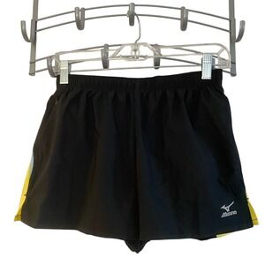 Mizuno Womens Small Mustang Running Shorts Black Lemon Athletic NWT S‎